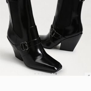 Sam Edelman black  patent leather Suzette 3 1/2" heel ankle boot size 6 1/2 NWT